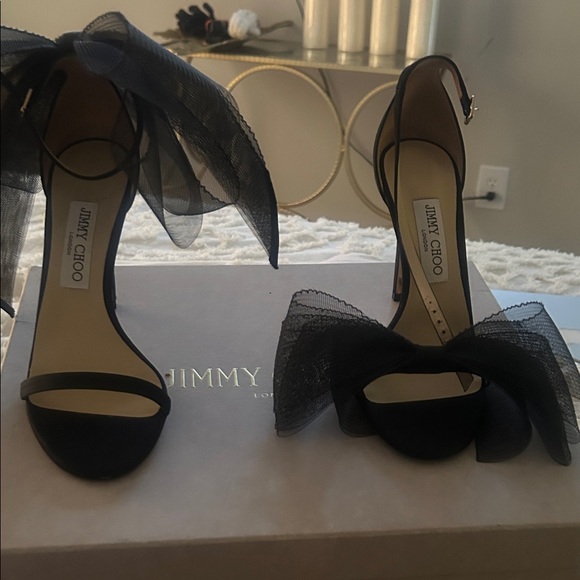 Jimmy Choo Shoes - Jimmy Choo Black Heels with Tulle Bow